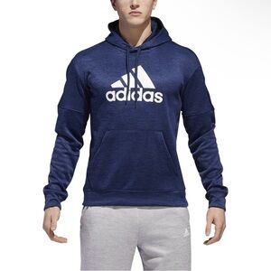 Adidas Men's Navy Blue Team Issue Badge Fleece Sport Big Logo Hoodie